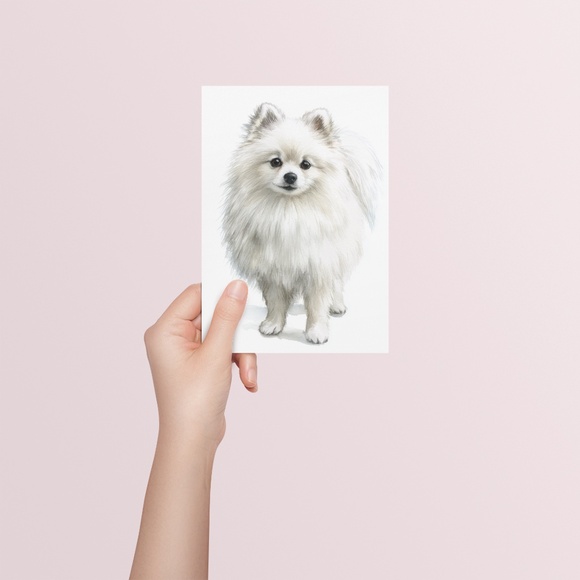 Watercolor Pomeranian Dog Portrait Art Print – Unframed Fine Art Poster - Picture 5 of 5